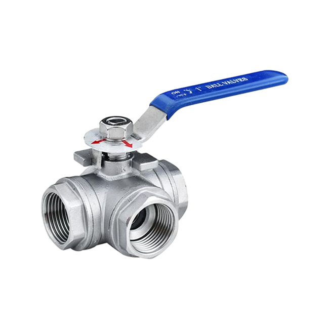 3 WAY STAINLESS STEEL THREADED BALL VALVE