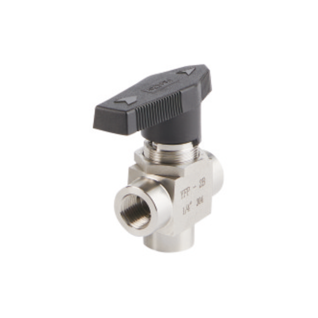 STAINLESS STEEL THREE-WAY BALL VALVES 1/4NPT BORE5